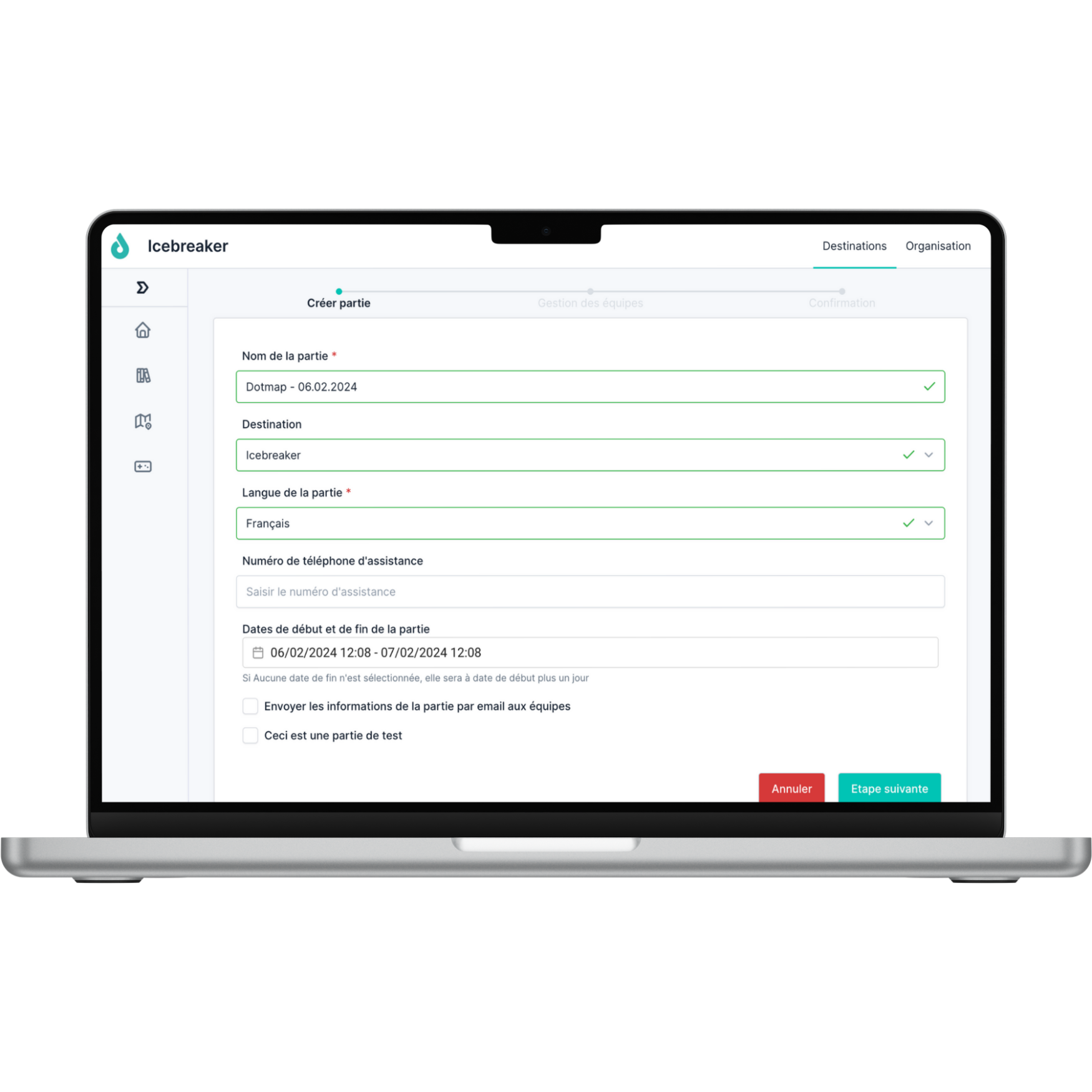 interface de gestion de jeux